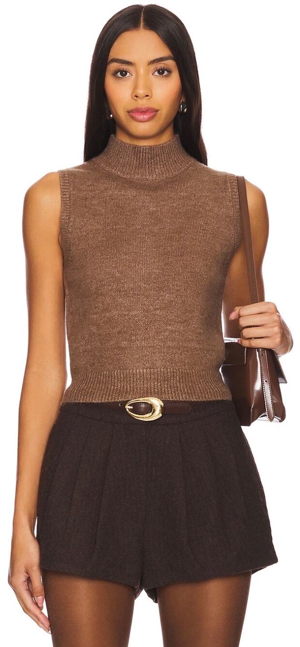 Revolve STITCHES + STRIPES Remy Brown Knit Sleeveless Sweater Vest Size M